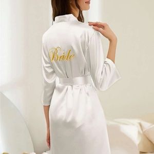 Bride embroidered lettering robe nwt belted satin various sizes nwt